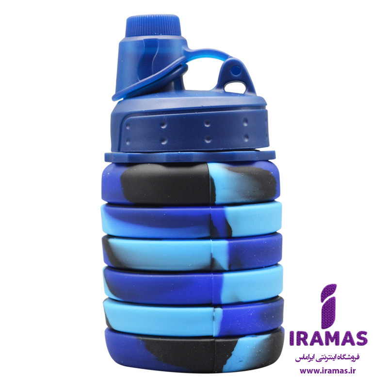 قمقمه سیلیکونی تاشو 0.5 لیتری رنگ آبی - ایراماس 