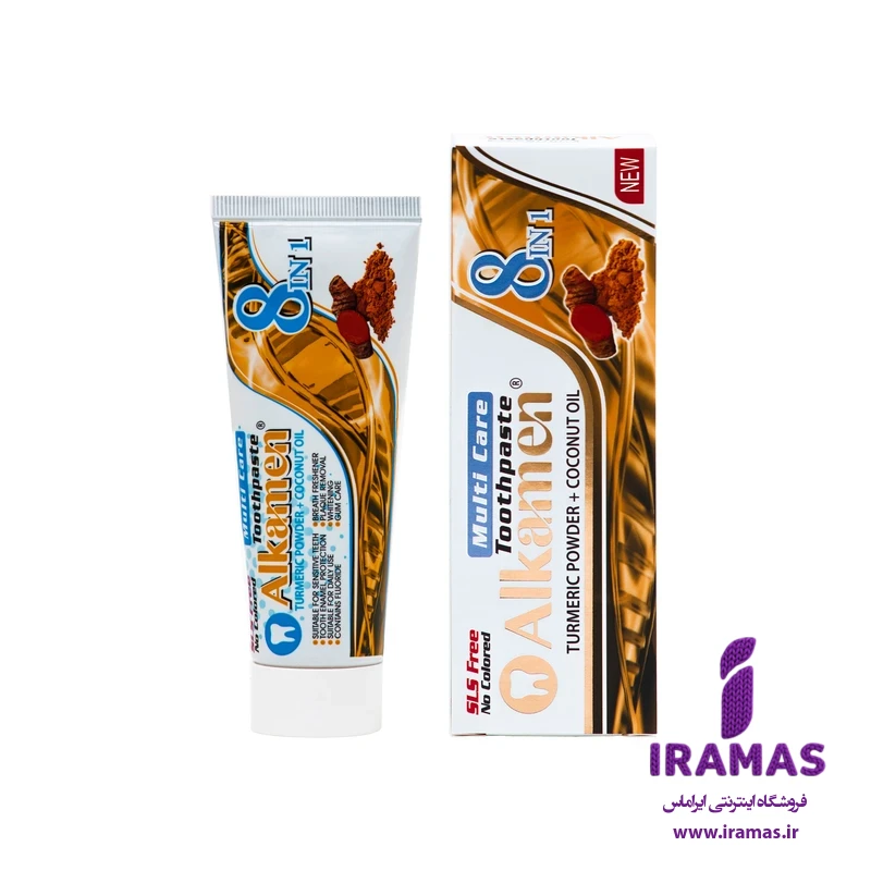 خمیر دندان گیاهی آلکامن حاوی عصاره زردچوبه و روغن نارگیل مناسب دندان‌های حساس - ایراماس 