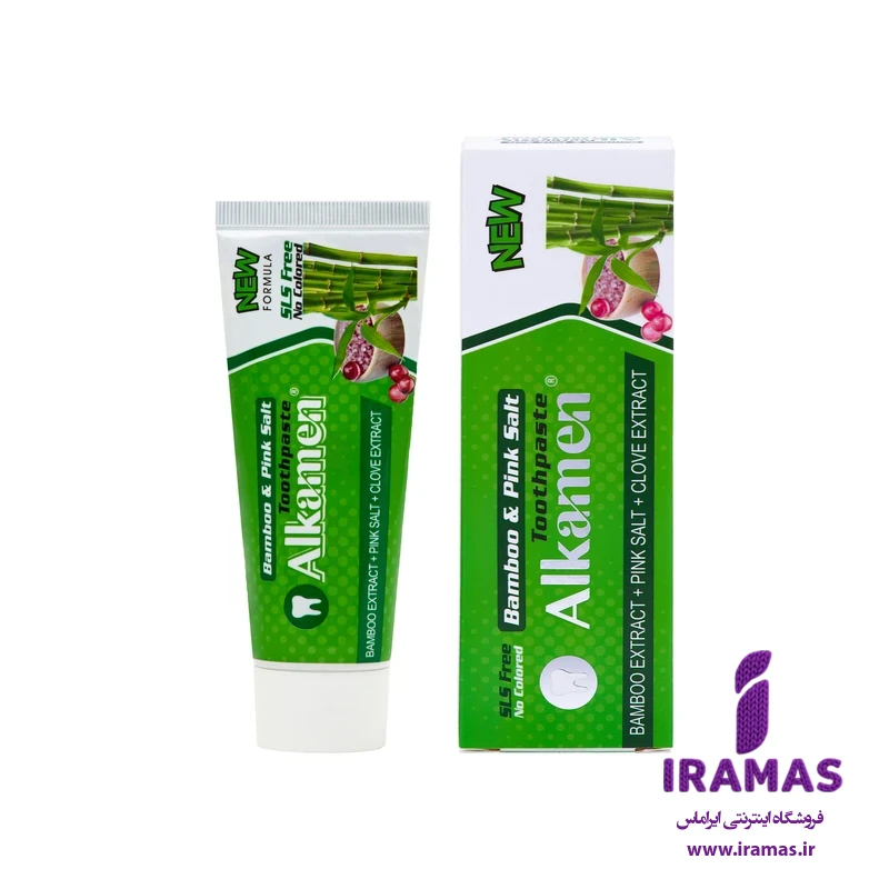 خمیر دندان گیاهی آلکامن حاوی عصاره گیاه بامبو، نمک صورتی و گیاه میخک - ایراماس 