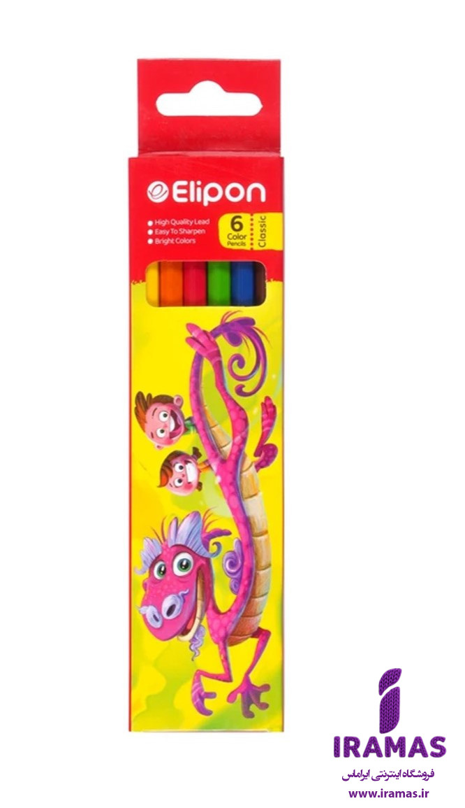 مداد رنگی 6 رنگ الیپون طرح اژدها - ایراماس 
