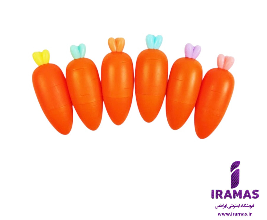 ماژیک هایلایتر فانتزی طرح هویج نارنجی 6 رنگ - ایراماس 