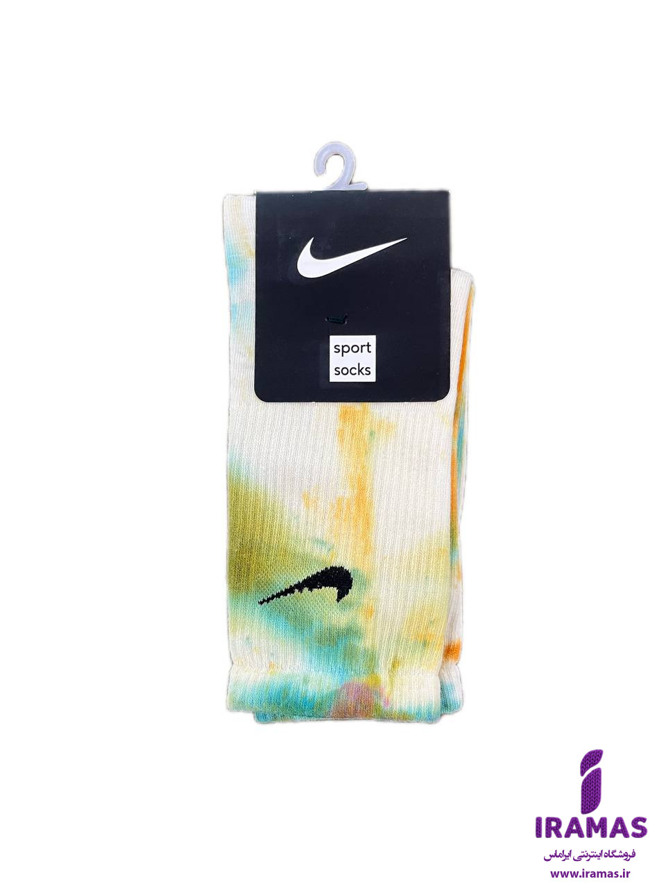 جوراب نایکی ساقدار آبرنگی سبز و نارنجی - ایراماس 