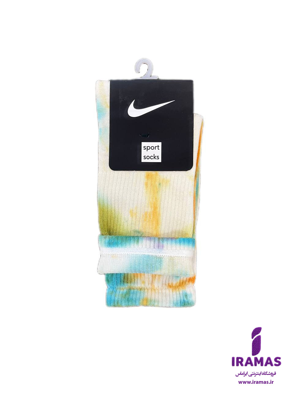 جوراب نایکی ساقدار آبرنگی سبز و نارنجی - ایراماس