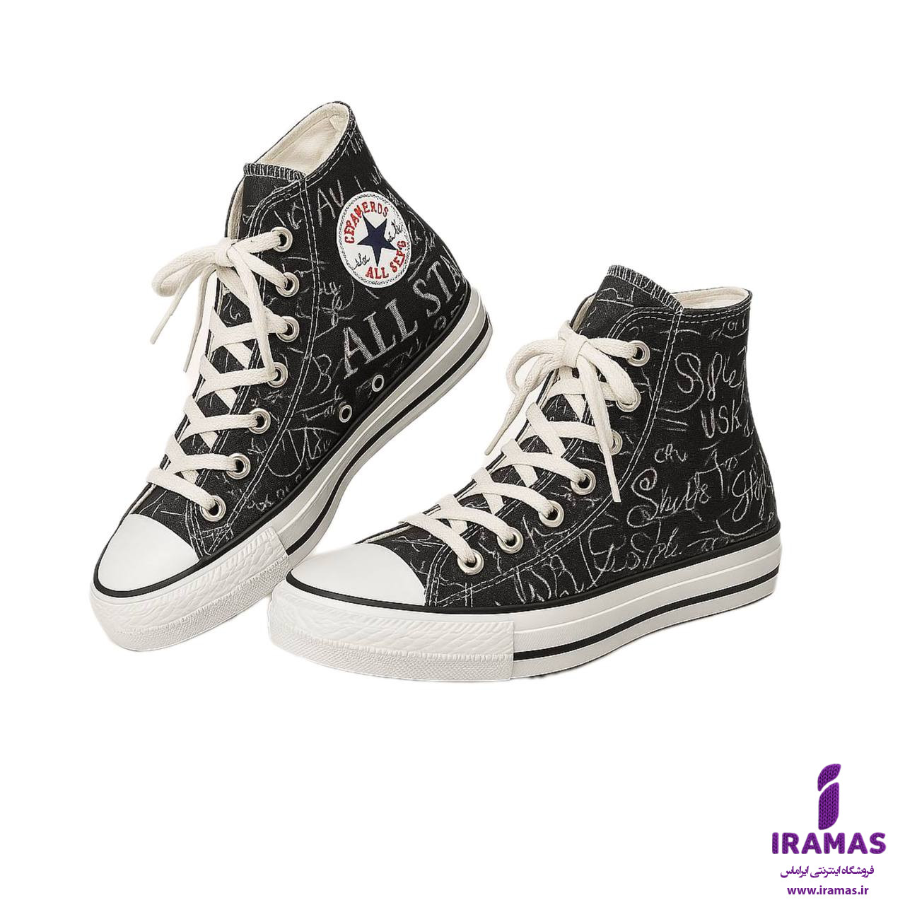 کتونی طرح دار ساقدار آل استار مشکی - ایراماس 