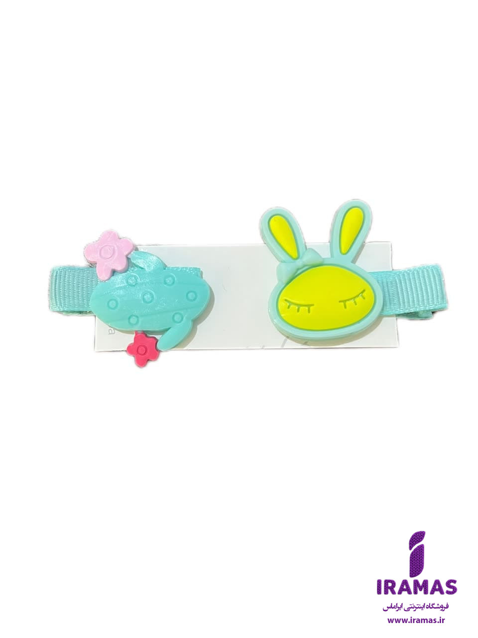 پک گیره مو 2 عددی عروسکی طرح قورباغه و خرگوش سبز - ایراماس 