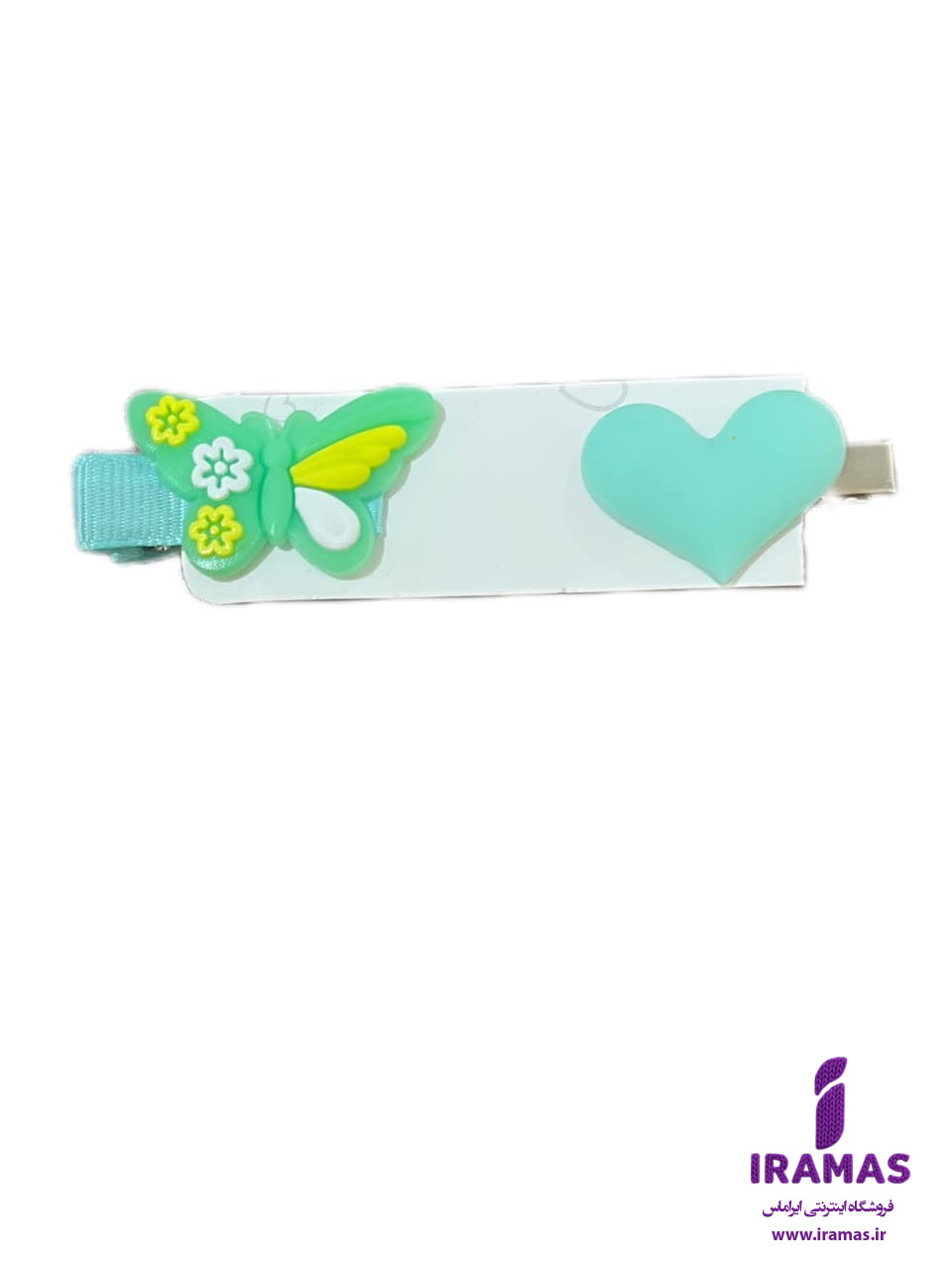 پک گیره مو عروسکی 2 عددی مدل پروانه و قلب سبز - ایراماس 