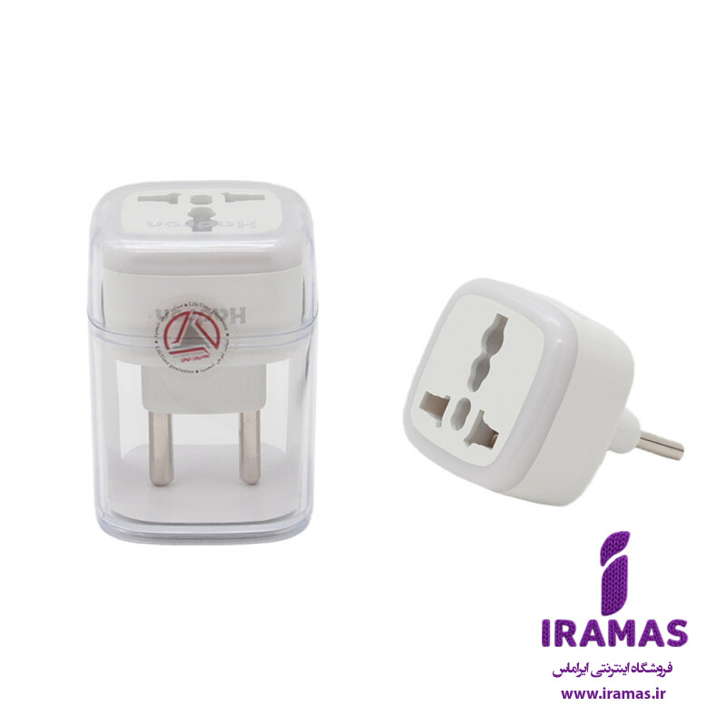 تبدیل برق 3 به 2 چراغ دار هادرون اورجینال رنگ سفید طوسی - ایراماس
