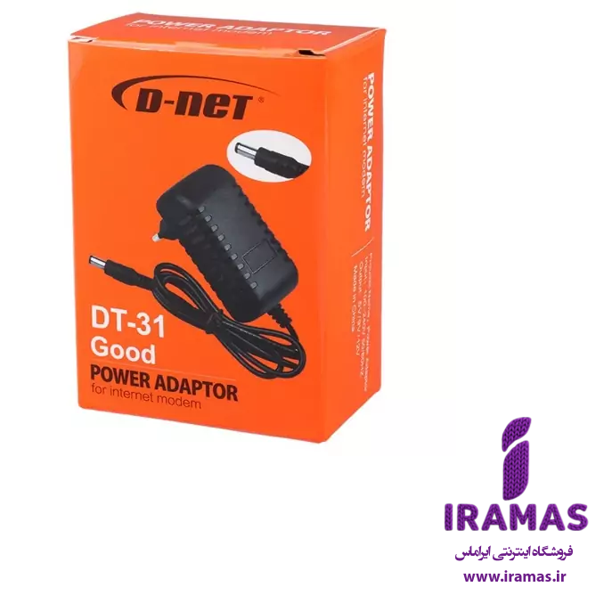 آداپتور 9 ولت 1 آمپر دی نت مدل DT-31 فیش درشت - ایراماس 