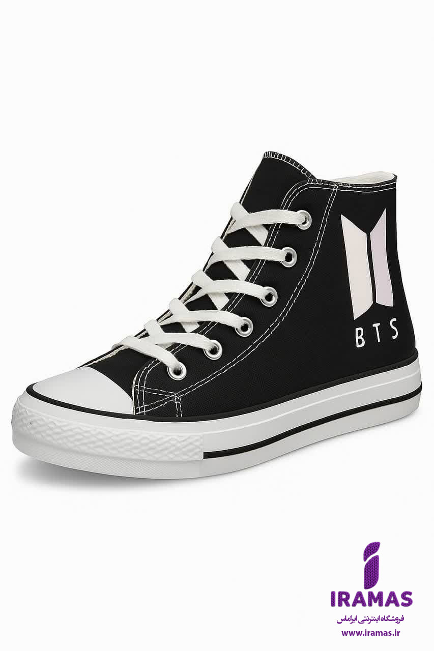 کتونی آل استار بچگانه سایز 30 تا 36 مشکی طرح BTS - ایراماس 