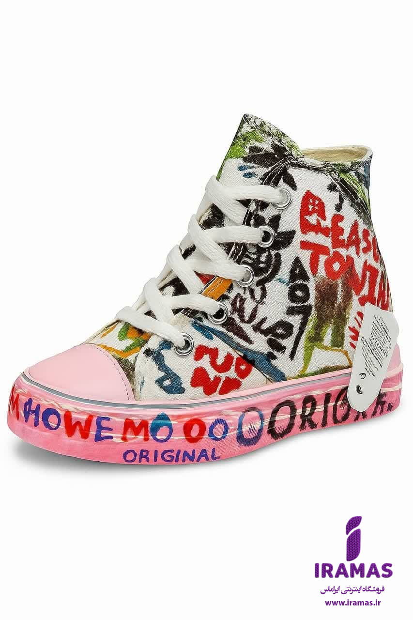 کتونی آل استار بچگانه سایز 30 تا 36 سفید طرح آبرنگی - ایراماس 