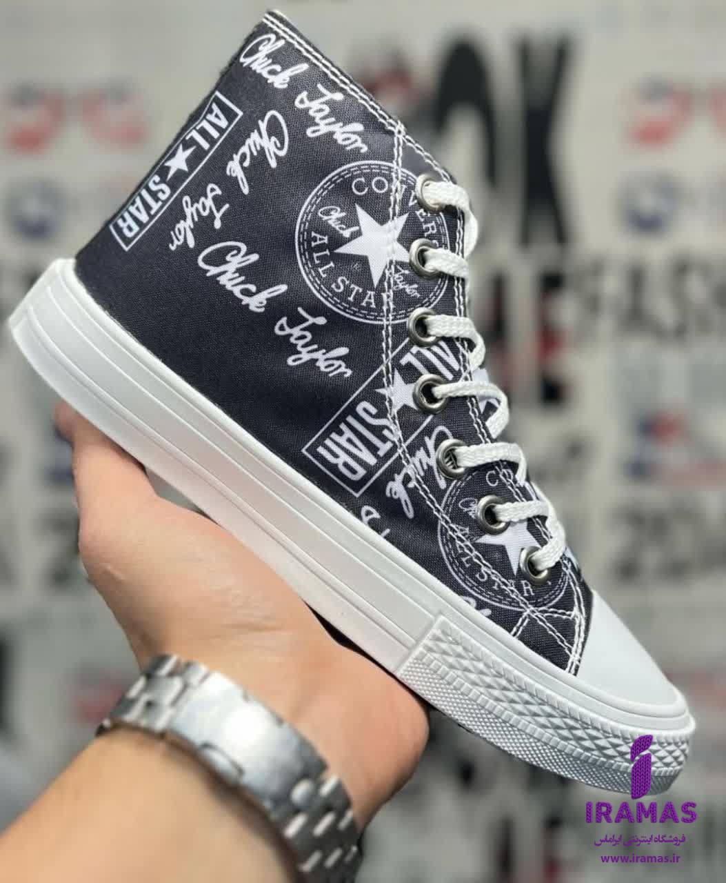 کتونی آل استار بچگانه سایز 30 تا 36 طرح دار مشکی - ایراماس