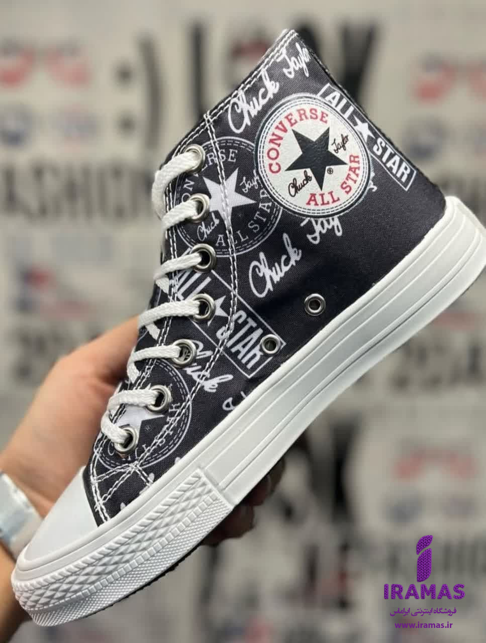 کتونی آل استار بچگانه سایز 30 تا 36 طرح دار مشکی - ایراماس