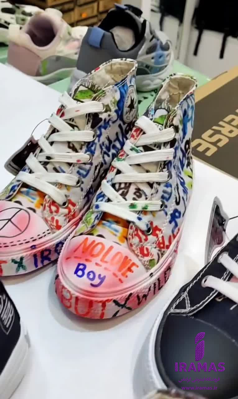 کتونی آل استار بچگانه سایز 30 تا 36 طرح آبرنگی - ایراماس