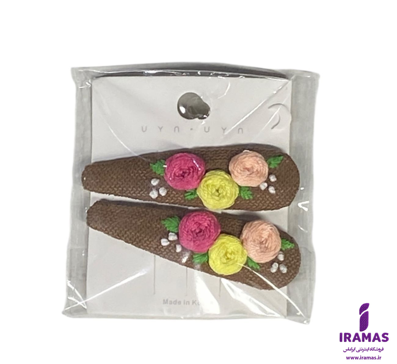 پک گیره مو 2 عددی تق تقی گلدوزی طرح رز - ایراماس