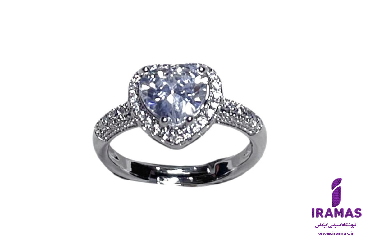 انگشتر دخترانه قلبی نگین نقره ای - ایراماس 