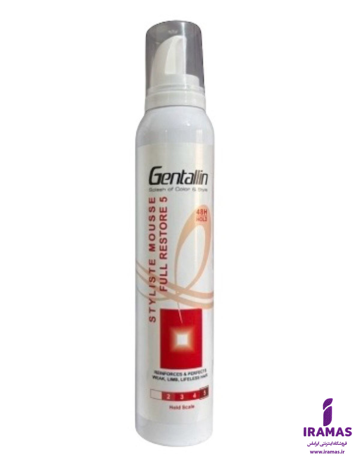 موس موی حالت دهنده حجم دهنده و فرکننده جنتالین قرمز با قدرت نگهدارندگی 5 - ایراماس