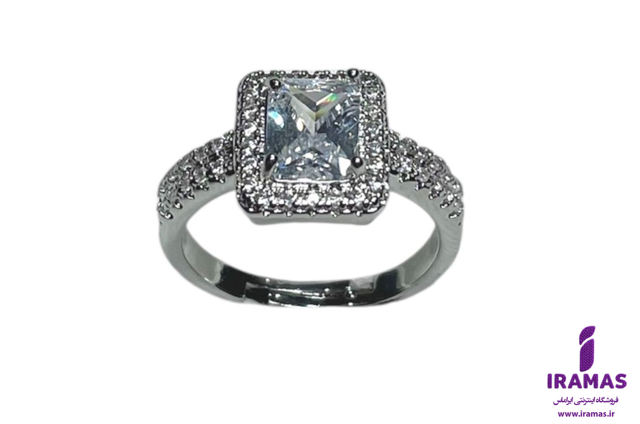 انگشتر دخترانه نگین مربعی - ایراماس 