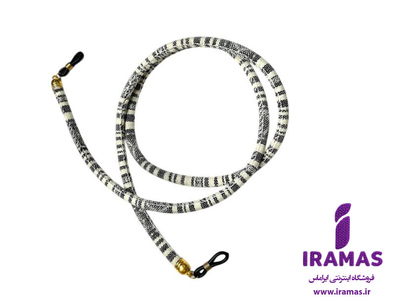 بند عینک سنتی راه راه مشکی سفید - ایراماس 