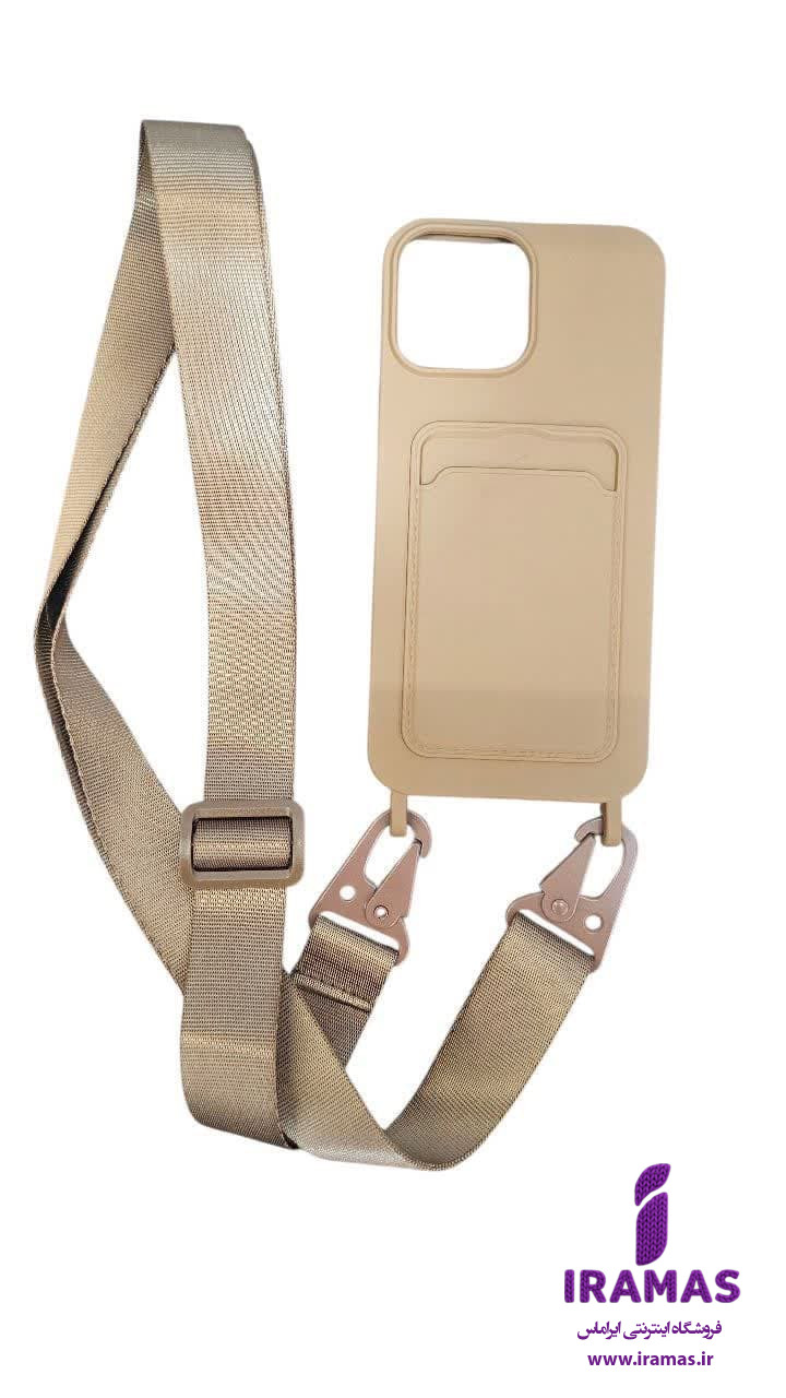 قاب آیفون 13 پرومکس مدل بند دار جاکارتی رنگ کرم - ایراماس 
