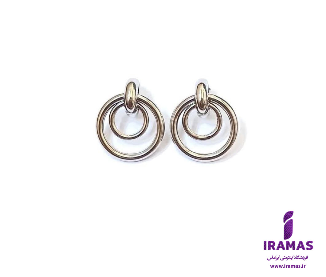 گوشواره دایره ای رنگ نقره ای - ایراماس 