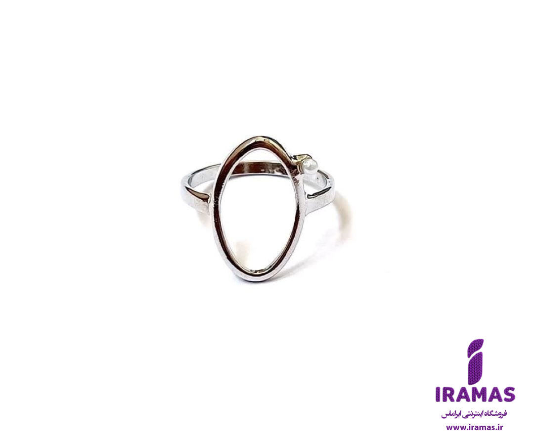 انگشتر بیضی رنگ نقره ای - ایراماس 