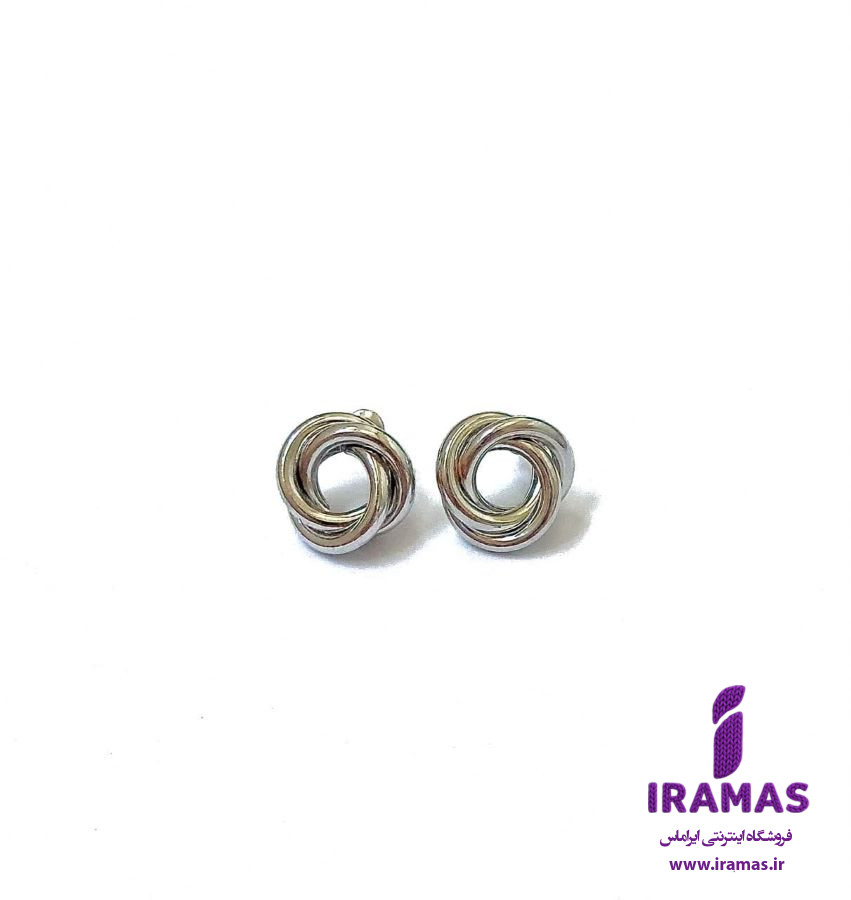 گوشواره میخی طرح گره رنگ نقره ای - ایراماس 