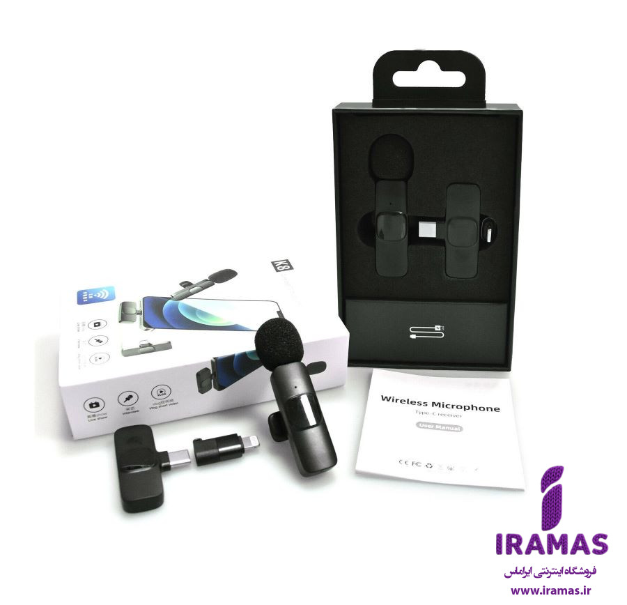 میکروفون بی سیم یقه ای k8 دوکاره - ایراماس 