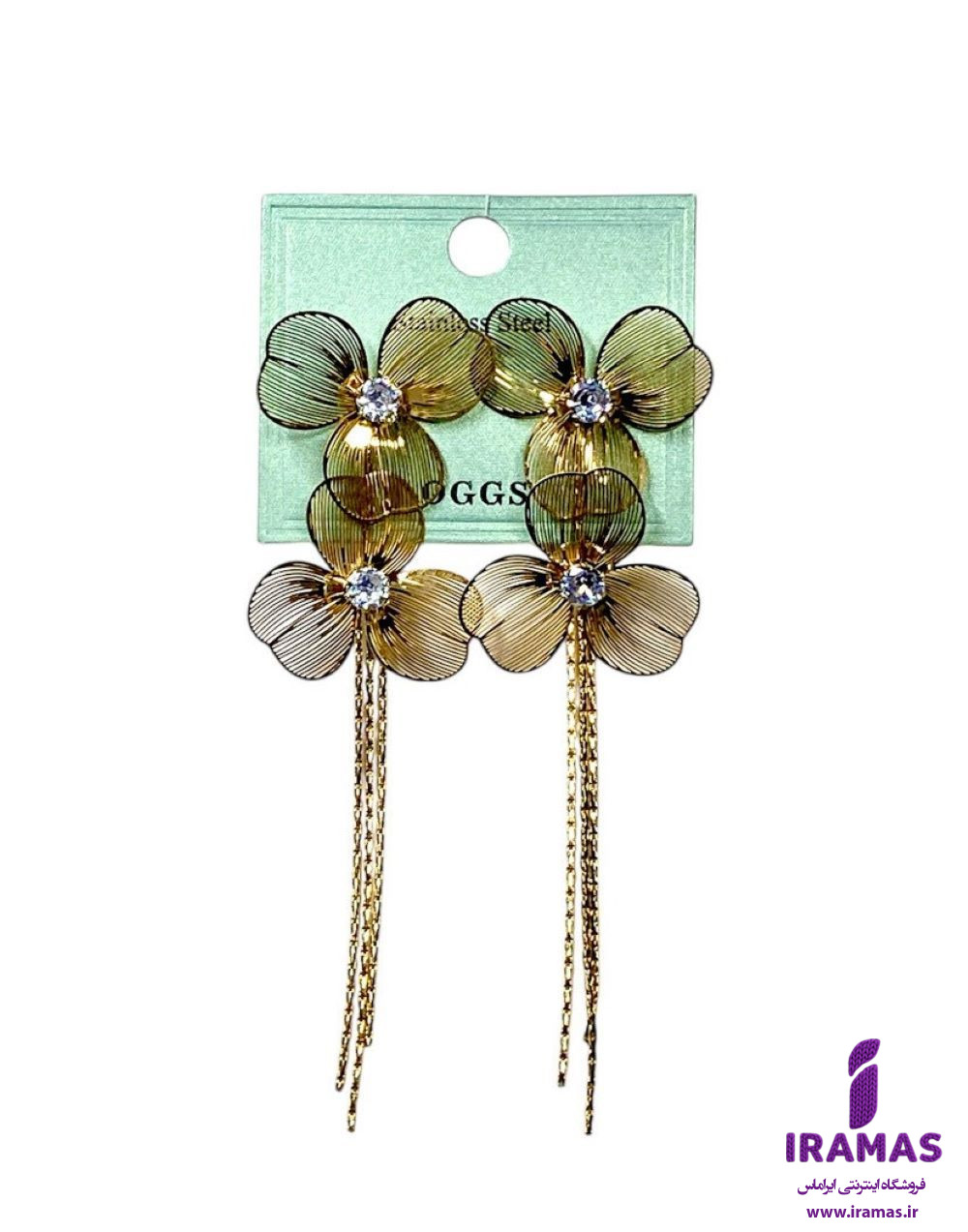 گوشواره فانتزی بزرگ مدل شکوفه آویز - ایراماس 