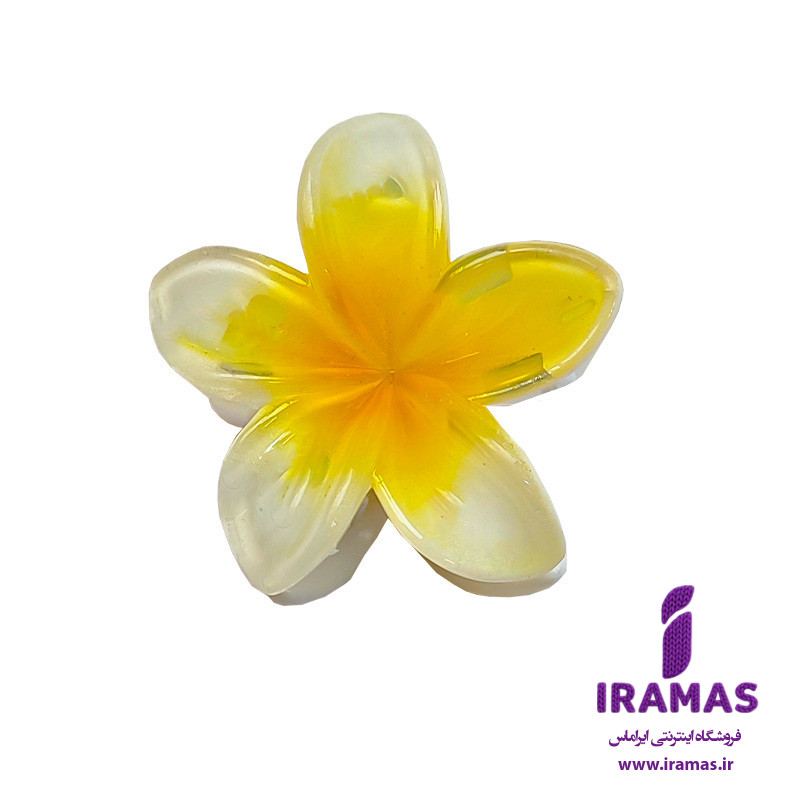 کلیپس زنانه مدل گل پلومریا رنگ زرد - ایراماس 