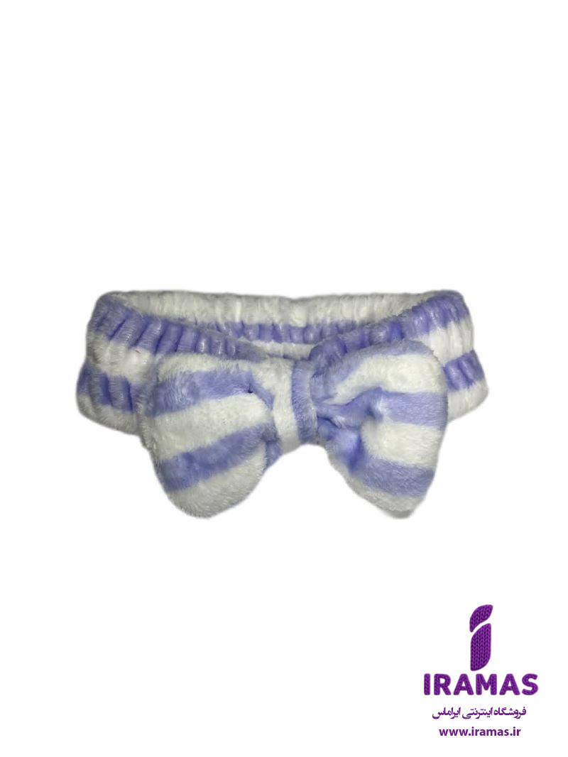 هدبند پولیشی پاپیونی راه راه رنگ یاسی - ایراماس 