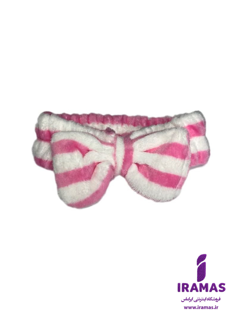 هدبند پاپیونی پولیشی راه راه رنگ سرخابی - ایراماس 