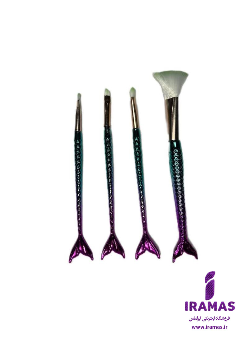 ست براش آرایشی 4 تکه مدل دم ماهی رنگ سبز و بنفش - ایراماس 