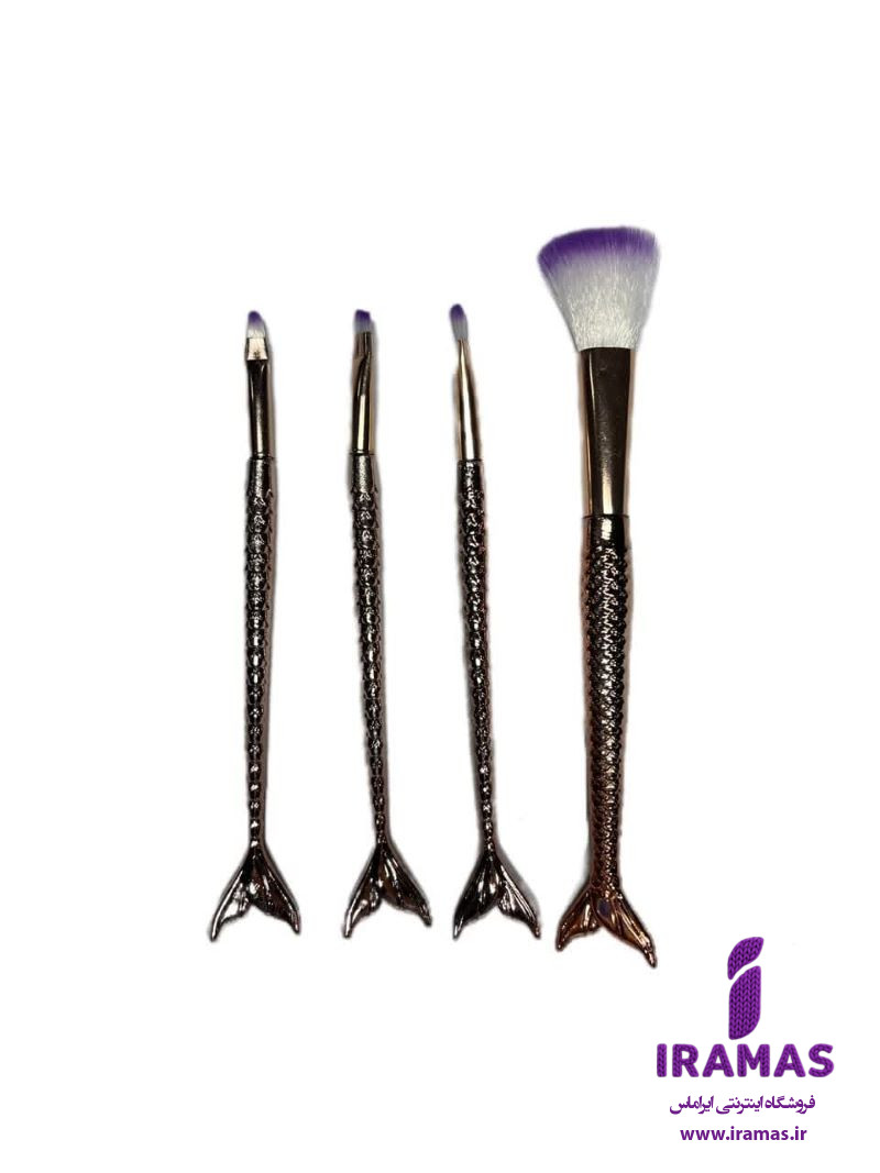 ست براش آرایشی 4 تکه مدل دم ماهی رنگ رزگلد - ایراماس