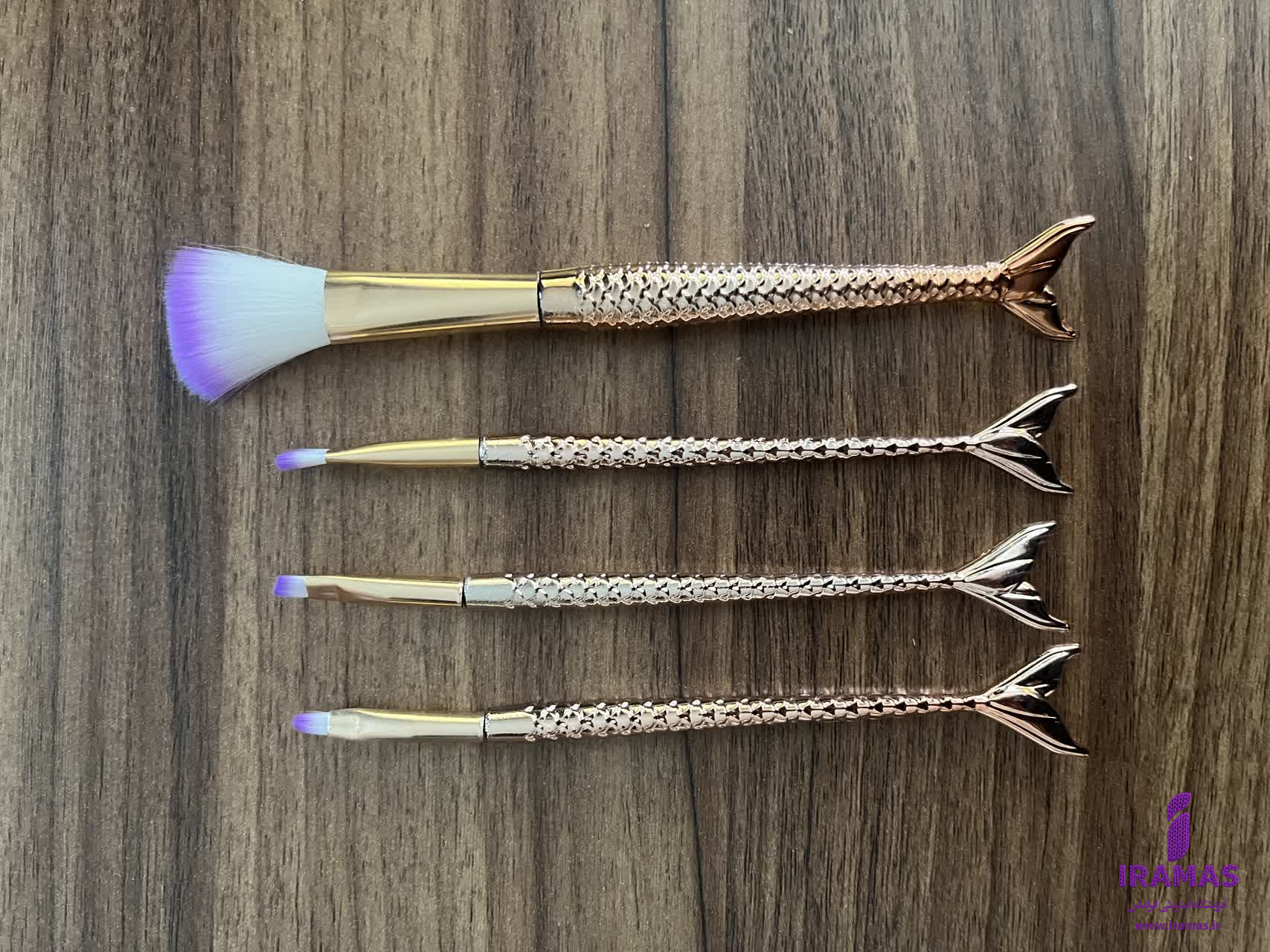 ست براش آرایشی 4 تکه مدل دم ماهی رنگ رزگلد - ایراماس