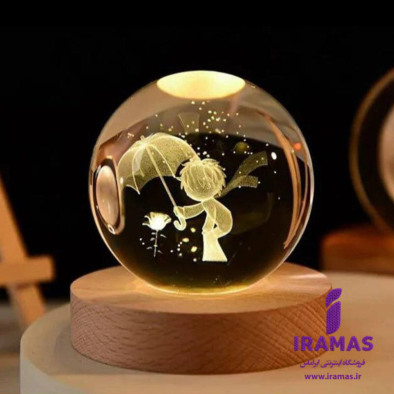 چراغ خواب گوی شیشه ای طرح شازده کوچولو و چتر سایز 8 - ایراماس