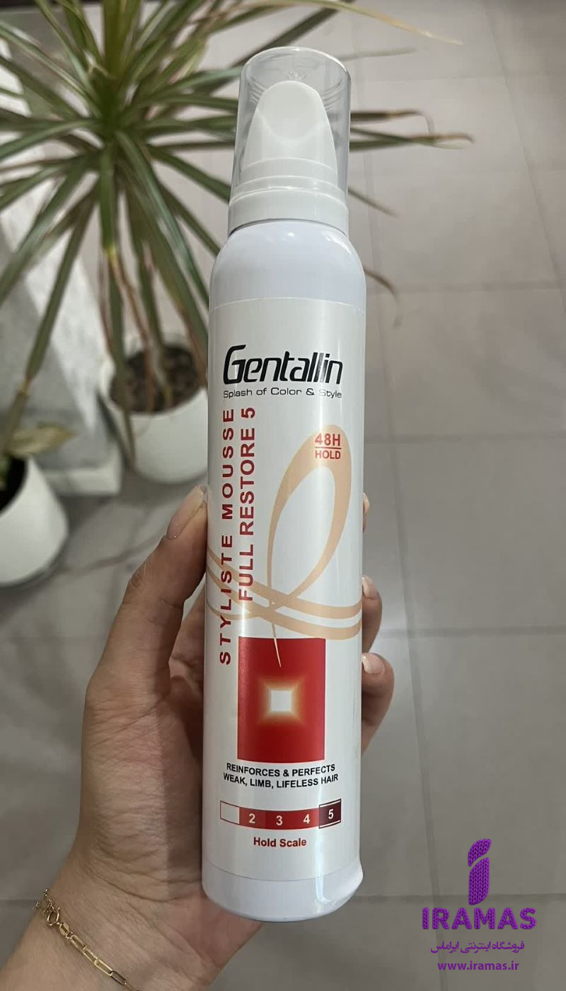 موس موی حالت دهنده حجم دهنده و فرکننده جنتالین قرمز با قدرت نگهدارندگی 5 - ایراماس