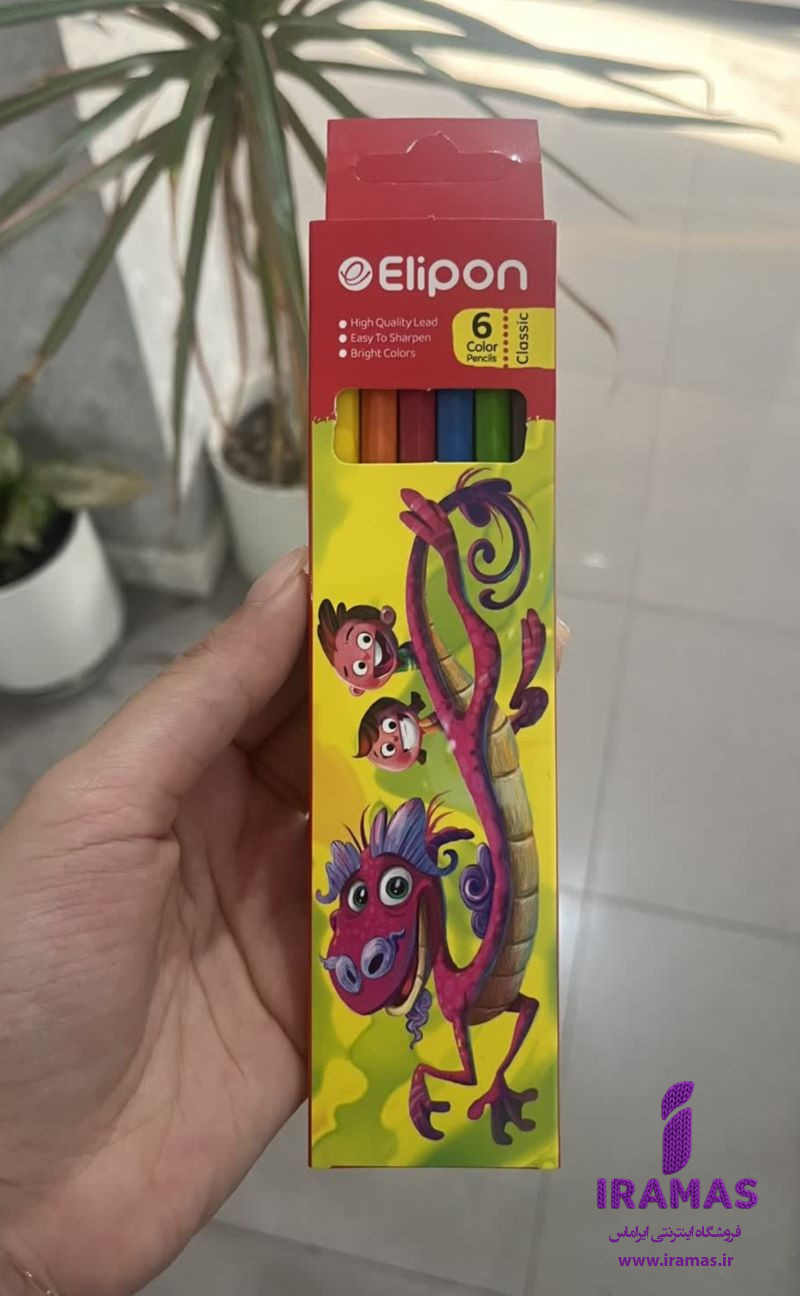 مداد رنگی 6 رنگ الیپون طرح اژدها - ایراماس