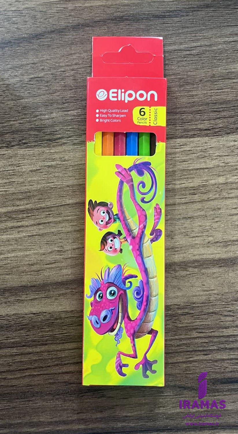 مداد رنگی 6 رنگ الیپون طرح اژدها - ایراماس