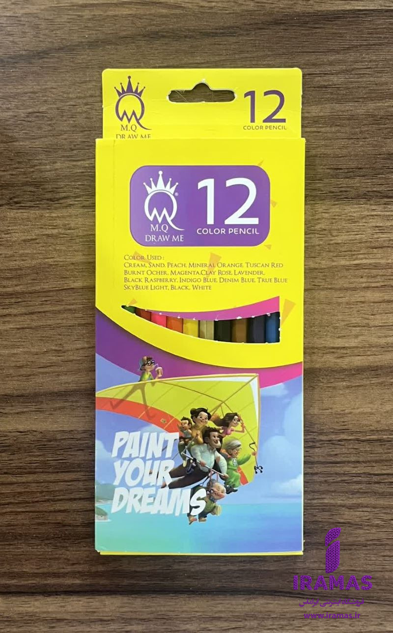 مداد رنگی 12 رنگ ام کیو مدل M.Q.12 - ایراماس