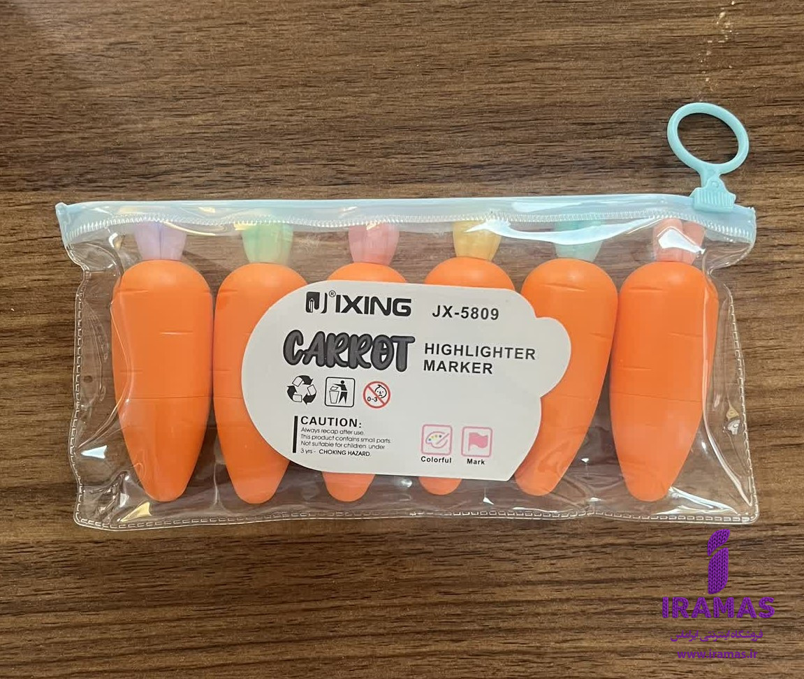 ماژیک هایلایتر فانتزی طرح هویج نارنجی 6 رنگ - ایراماس