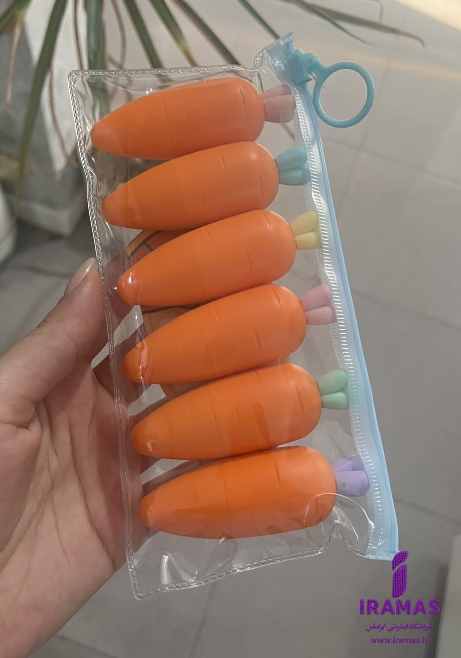 ماژیک هایلایتر فانتزی طرح هویج نارنجی 6 رنگ - ایراماس