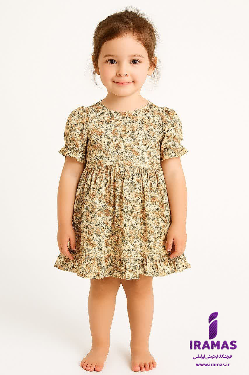 پبراهن بچگانه گل گلی چین دار - ایراماس