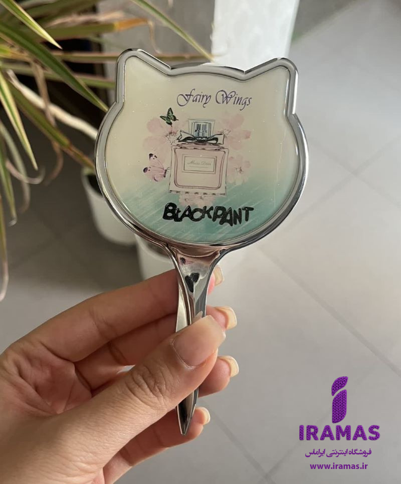 آینه دسته دار یک طرفه طرح گربه رنگ سبز - ایراماس