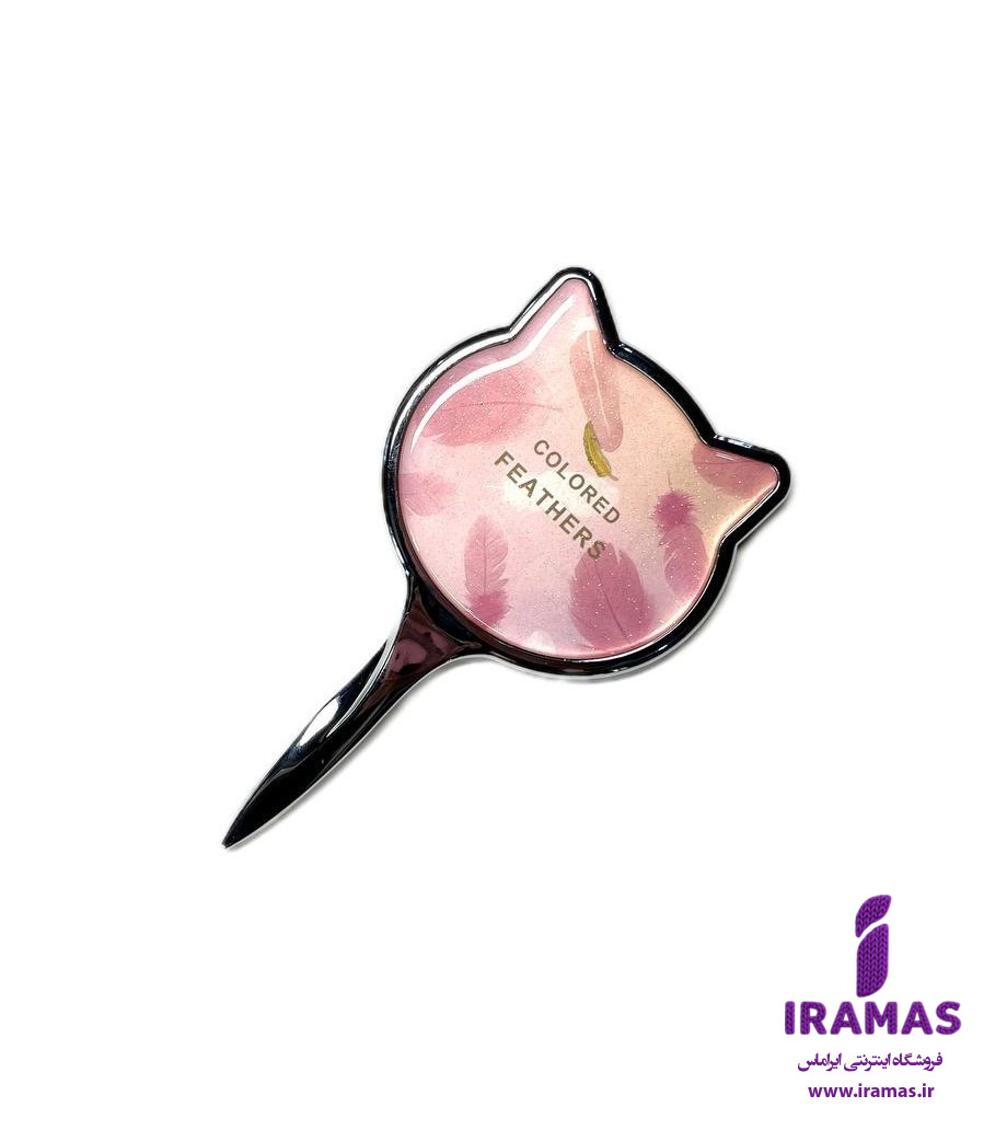 آینه دسته دار یک طرفه طرح گربه رنگ صورتی - ایراماس 