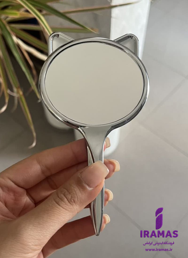 آینه دسته دار یک طرفه طرح گربه رنگ صورتی - ایراماس