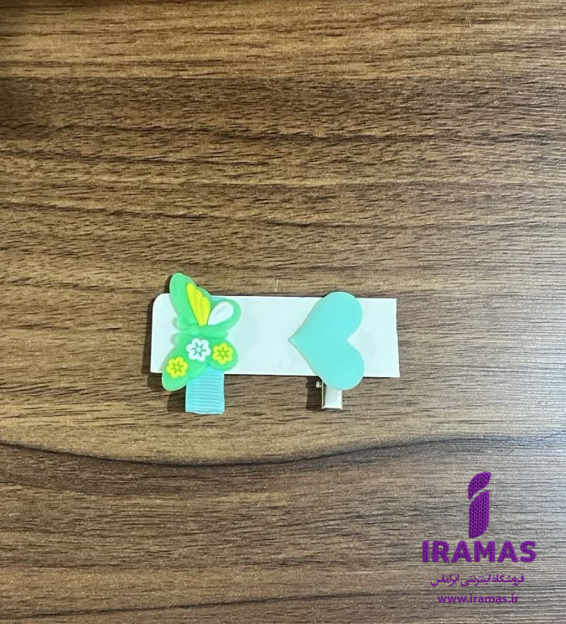 پک گیره مو عروسکی 2 عددی مدل پروانه و قلب سبز - ایراماس