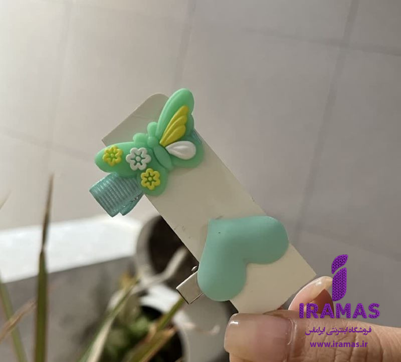 پک گیره مو عروسکی 2 عددی مدل پروانه و قلب سبز - ایراماس