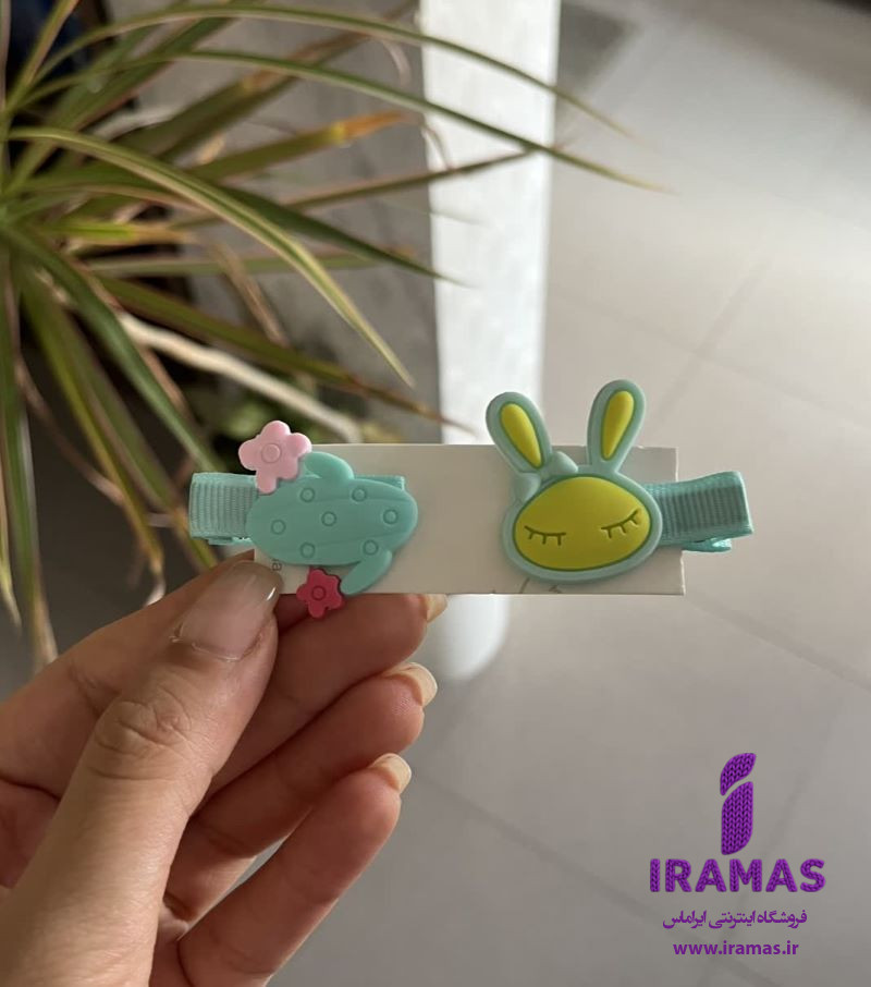 پک گیره مو 2 عددی عروسکی طرح قورباغه و خرگوش سبز - ایراماس