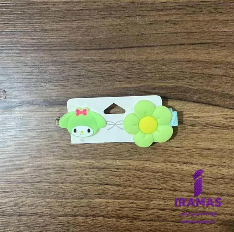 پک گیره مو 2 عددی عروسکی طرح گل و خرگوش سبز - ایراماس