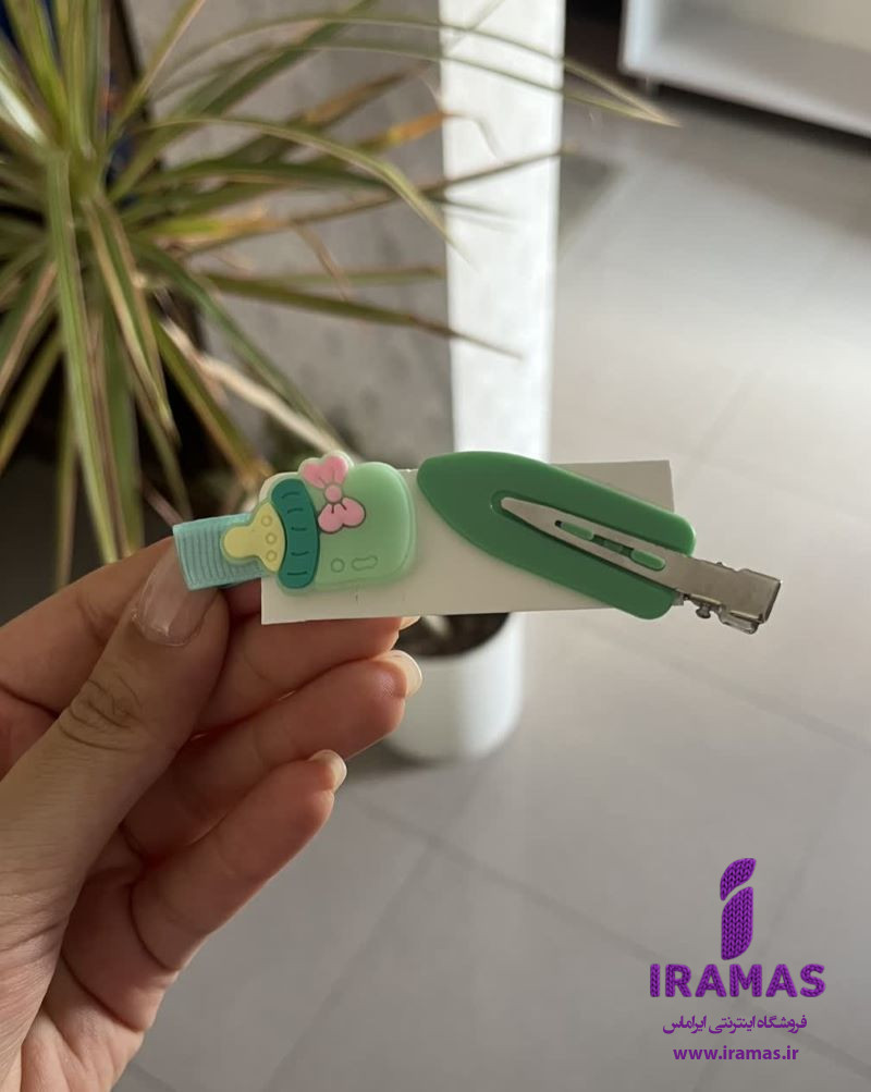 پک گیره مو 2 عددی عروسکی طرح بستنی سبز - ایراماس